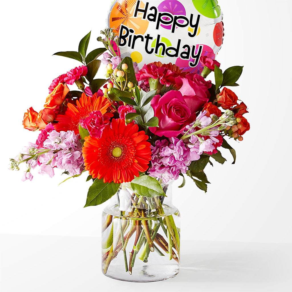 Fiesta Bouquet with Birthday Balloon – TIFFANEY'S FLOWERS & GIFTS, Junction City KY