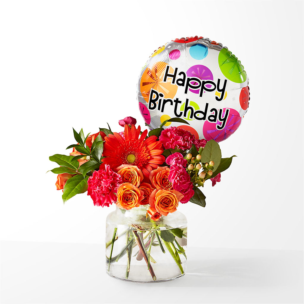 Fiesta Bouquet with Birthday Balloon – TIFFANEY'S FLOWERS & GIFTS, Junction City KY