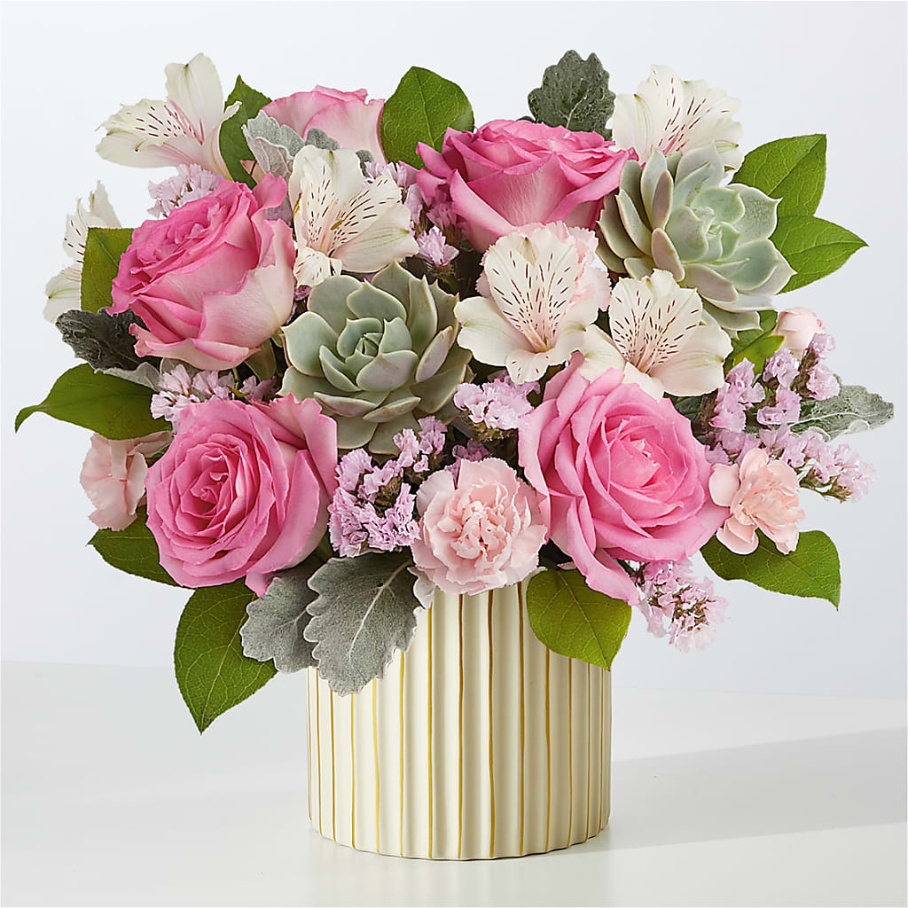 Dusty Rose Bouquet with Ivory Vase – TIFFANEY'S FLOWERS & GIFTS, Junction City KY