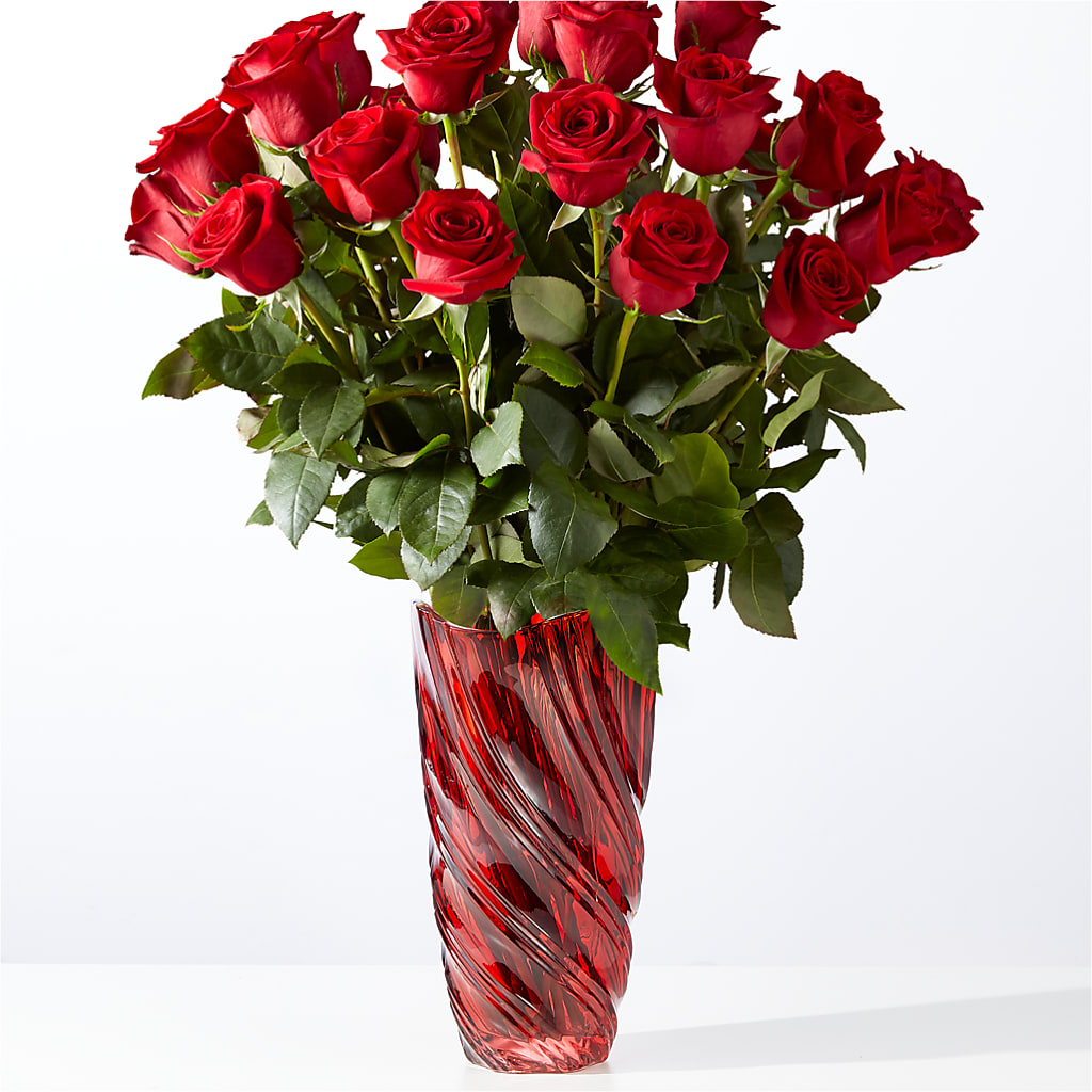 Classic Love Red Rose Bouquet with Luxe Swirl Vase – TIFFANEY'S FLOWERS & GIFTS, Junction City KY
