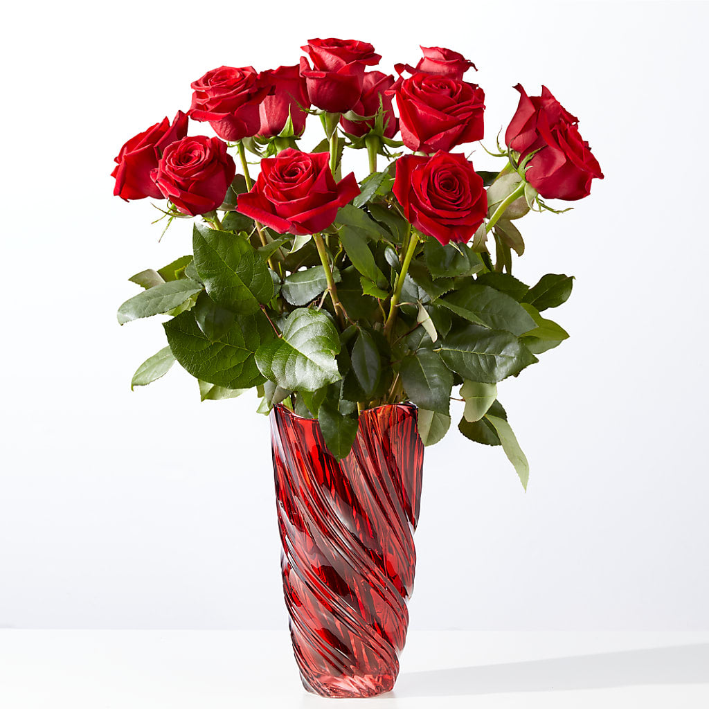 Classic Love Red Rose Bouquet with Luxe Swirl Vase – TIFFANEY'S FLOWERS & GIFTS, Junction City KY