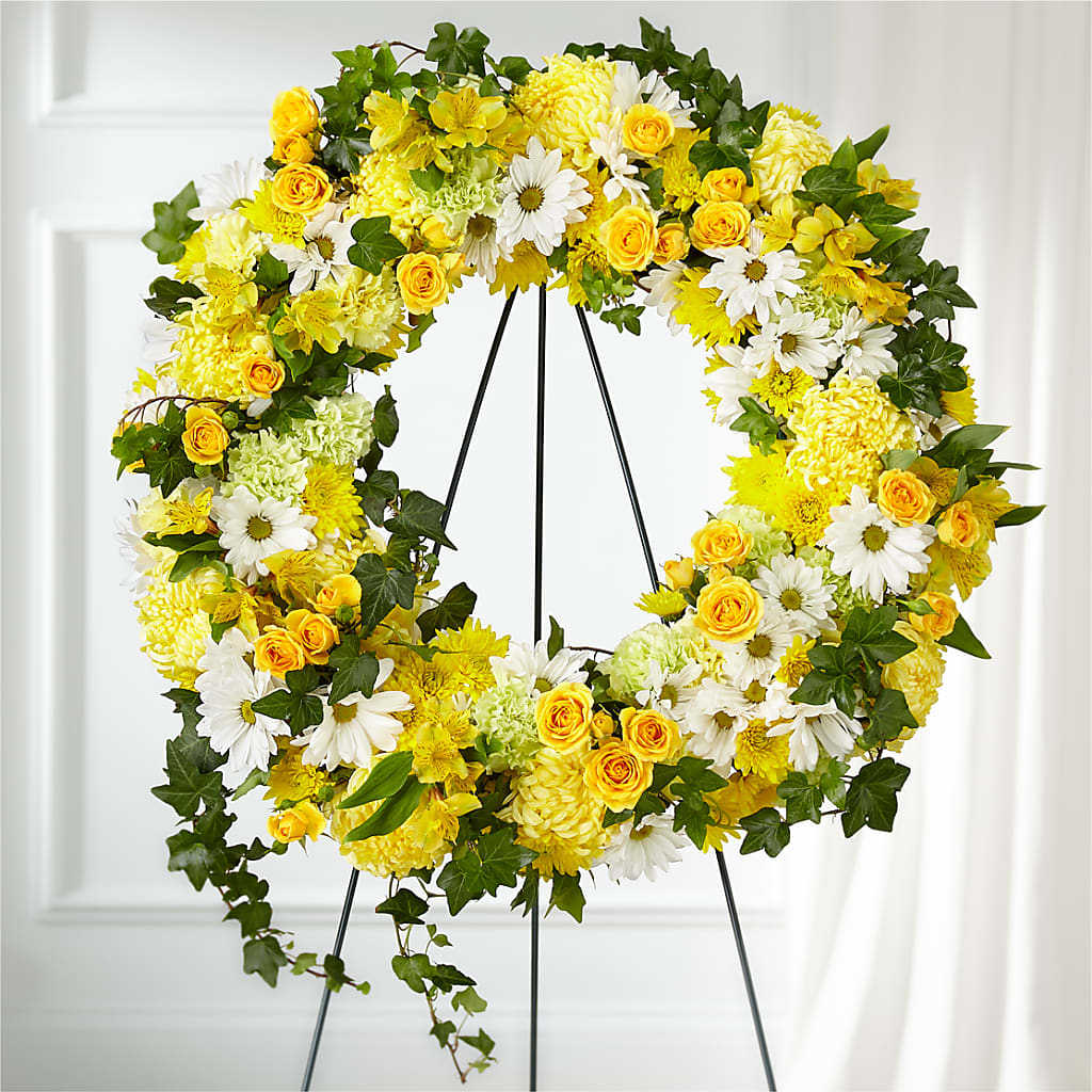 Golden Remembrance Wreath – TIFFANEY'S FLOWERS & GIFTS, Junction City KY