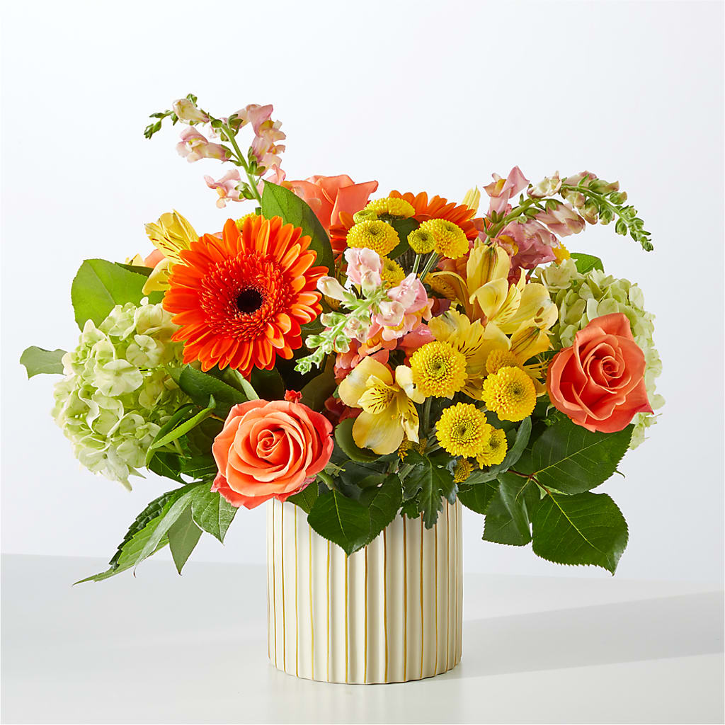 Autumn Sunshine Bouquet with Ivory Vase – TIFFANEY'S FLOWERS & GIFTS, Junction City KY